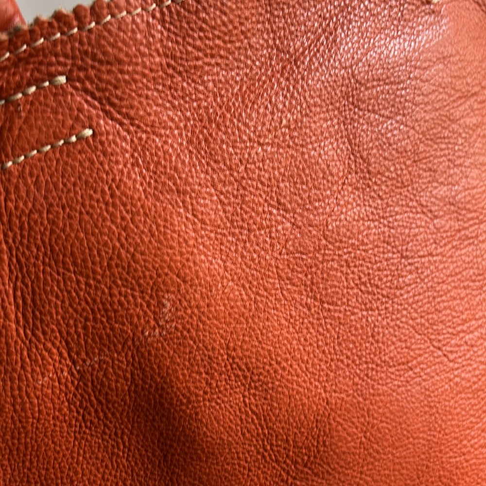 Orange leather crate and barrel bag - Picture 6 of 12